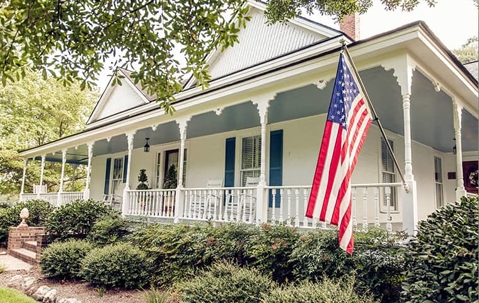 A house with American flag